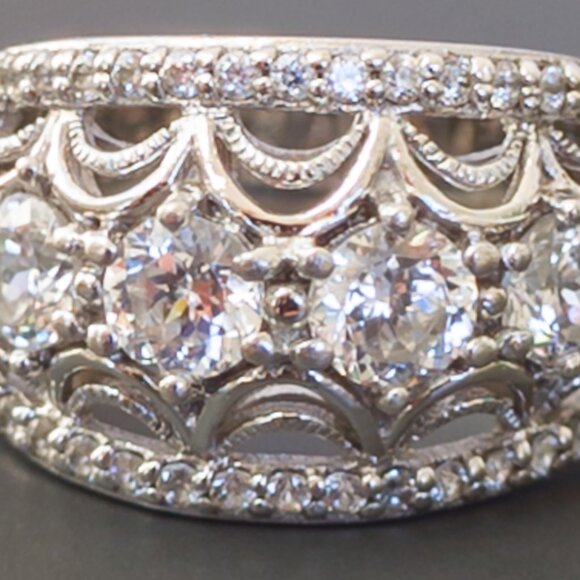 Tacori IV Sterling Silver CZ Lace Band Ring – Size 7 - Picture 8 of 13